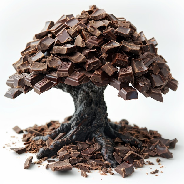 Ein kleiner Baum aus Schokoladenstücken