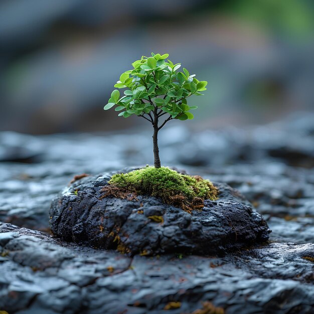 Ein kleiner Baum, der auf einem Felsen wächst