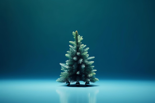 Ein kleiner Baum steht vor blauem Hintergrund.