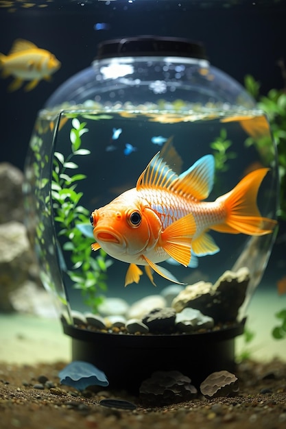 Ein kleiner Fisch auf einem Aquariumfoto