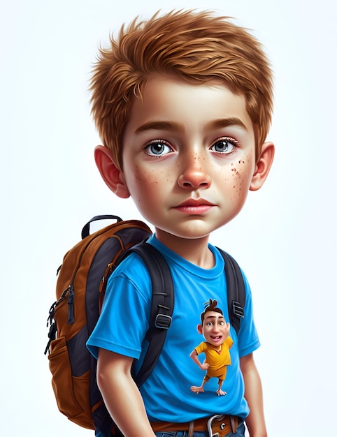 ein kleiner Junge aus der Schule mit einem Rucksack