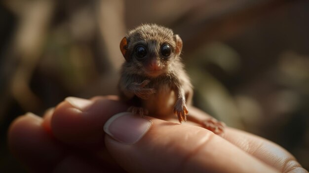 Ein kleiner Lemur in einer Hand