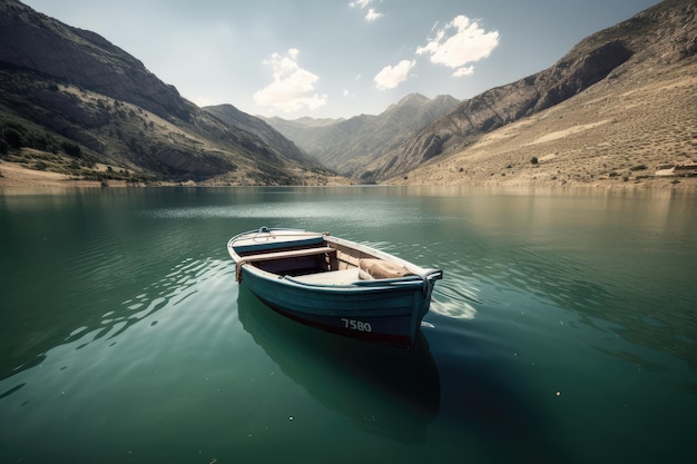 Ein kleines Boot auf einem Bergsee