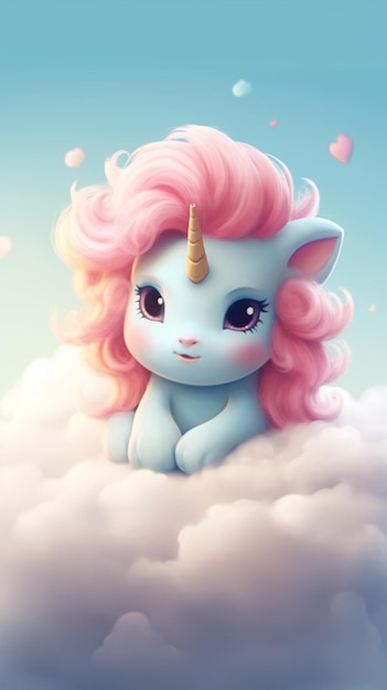 Ein kleines Einhorn in den Wolken