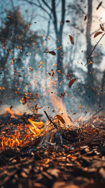 Ein kleines Feuer im Herbst kann zu einer größeren Umweltgefahr führen