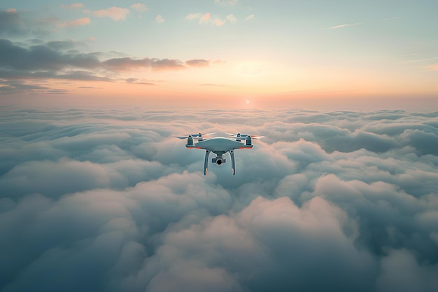 Foto ein kleines flugzeug fliegt hoch über den wolken