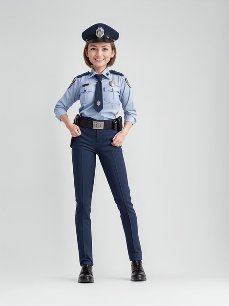 ein kleines Mädchen in einer Polizeiuniform