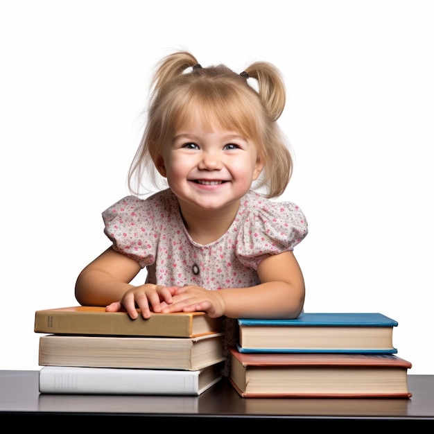ein kleines Mädchen mit einem Buch, auf dem „das Wort“ steht.
