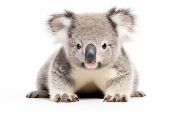ein Koala-Bär sitzt auf einer weißen Oberfläche