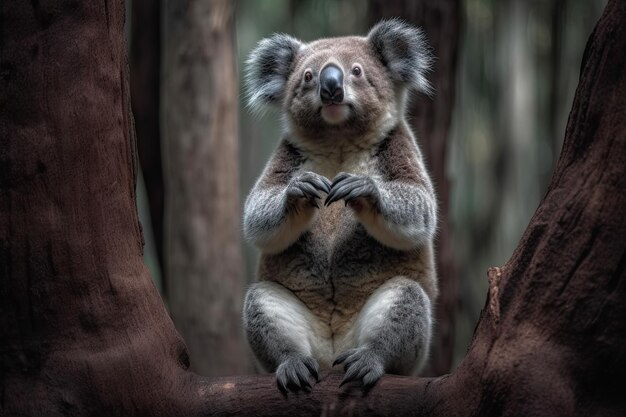 Ein Koala sitzt auf einem Baumzweig