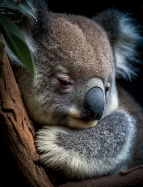Ein Koalabär ruht auf einem Ast.