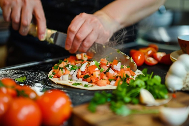 Ein Koch, der Fleisch mit Barbecue-Sauce bastet