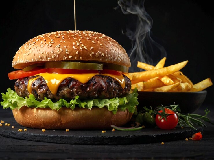 Ein köstlicher Burger mit Käse