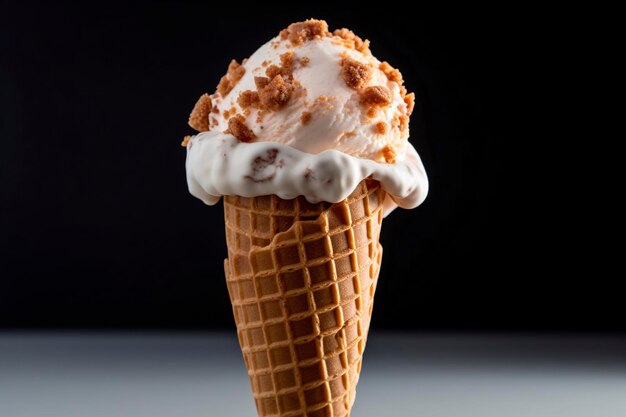 Ein köstlicher Eiscreme-Kegel, gefüllt mit Gingerbread-Cookie-Teig-Eis