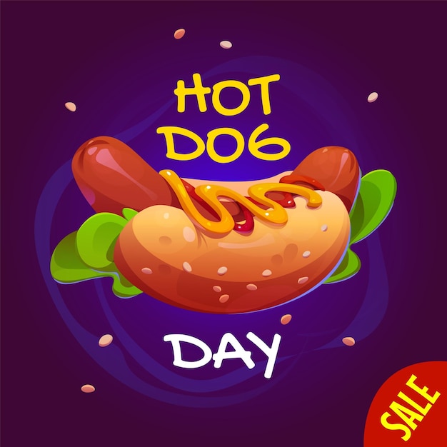 Ein köstlicher Hotdog mit Senf und Ketchup auf einem lebendigen