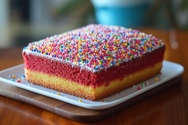 Foto ein köstlicher kuchen mit sprinkles auf dem teller