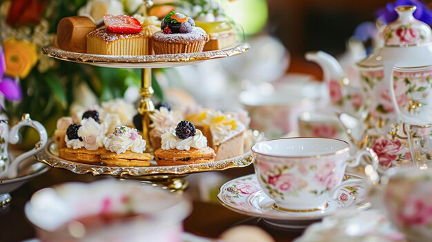 Ein köstlicher Nachmittagstee mit Kuchen und Gebäck