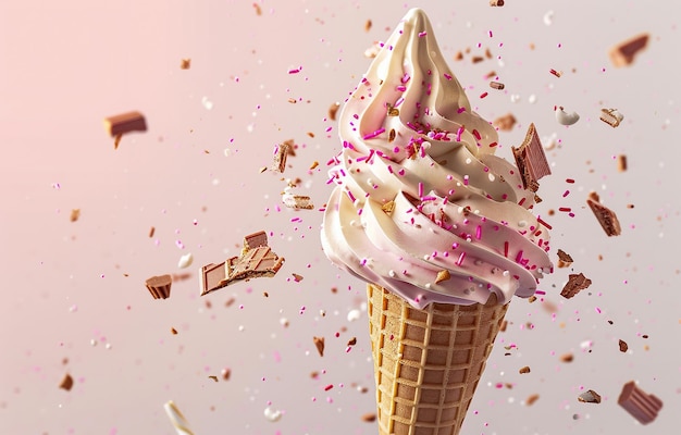 Ein köstliches Eis in einem Waffelkegel Schokoladen-Chip-Keks dekadent und lecker