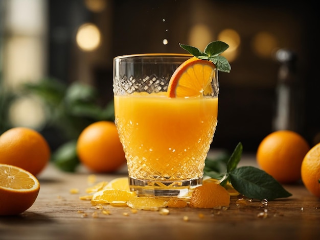 Foto ein köstliches glas orangensaft