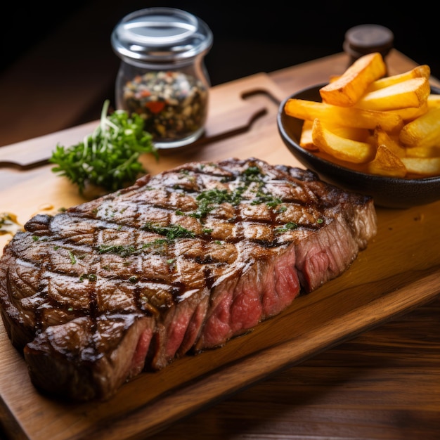 Ein köstliches, saftiges argentinisches Steak, das in einem Restaurant serviert wird