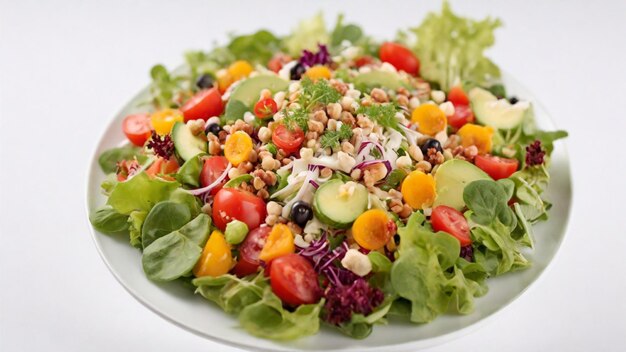 Ein köstliches Salatgericht auf weißem Hintergrund