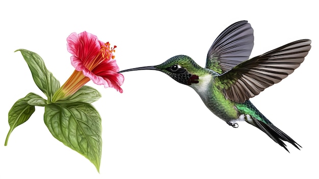 ein Kolibri ernährt sich von einer Blume mit einer rosa Blume