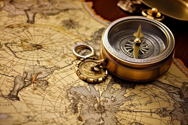 ein Kompass auf einer Karte