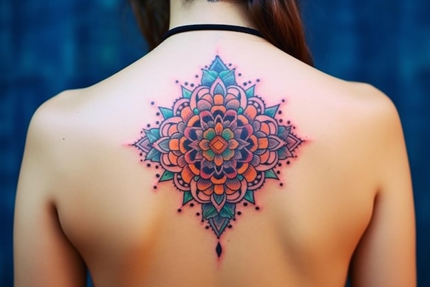 ein kompliziertes Mandala-Tattoo-Design mit geometrischem Muster, das von KI generiert wurde