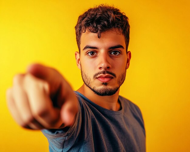 Ein konzentrierter junger Mann zeigt