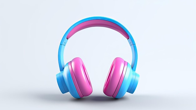 ein Kopfhörer mit einem rosa-blauen Plastikband.
