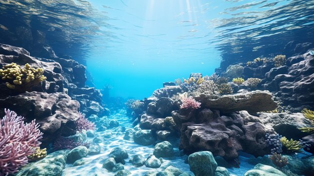 ein Korallenriff mit einer großen Menge an Korallen im Wasser