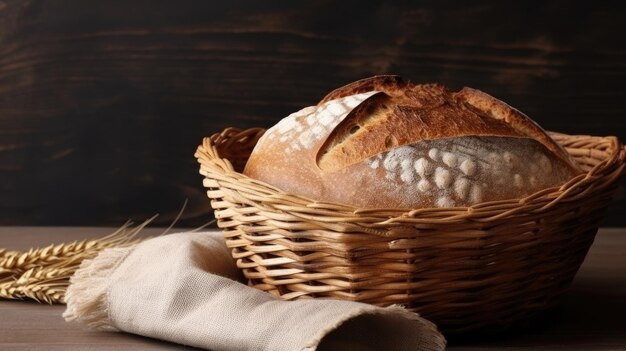 Ein Korb mit Brot auf einem Tisch