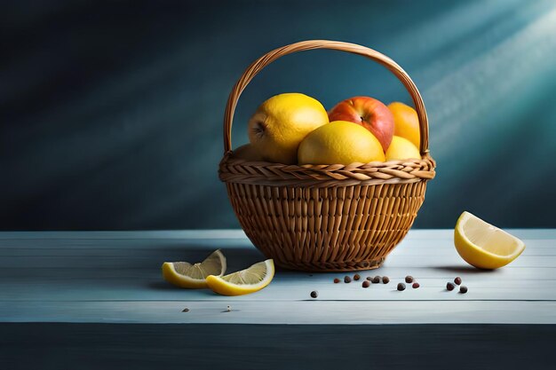 Ein Korb mit Obst und Samen auf einem Tisch