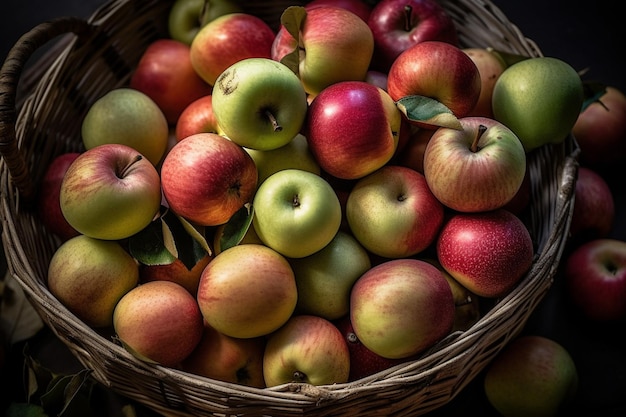 Ein Korb mit Äpfeln aus dem Apfelgarten