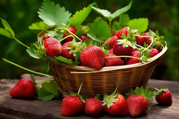 Ein Korb voller frisch gepflückter Erdbeeren