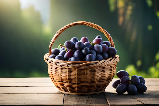 Ein Korb voller Weintrauben auf einem Tisch
