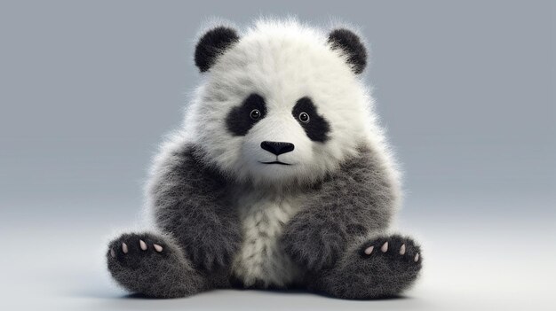 ein kostenloses Foto der 3D-gerenderten Panda-Figur