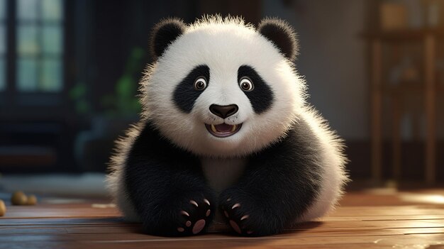 ein kostenloses Foto der 3D-gerenderten Panda-Figur