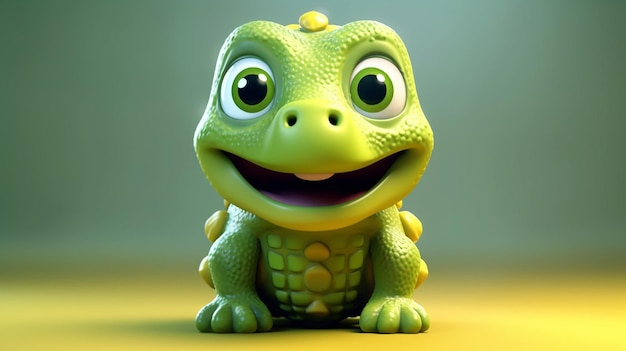 ein kostenloses Foto des 3D-gerenderten Schildkrötendesigns