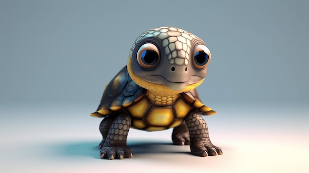 ein kostenloses Foto des 3D-gerenderten Schildkrötendesigns