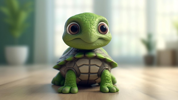 ein kostenloses Foto des 3D-gerenderten Schildkrötendesigns