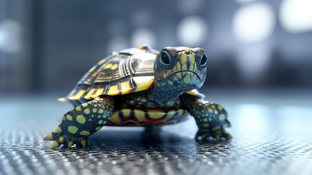 ein kostenloses Foto des 3D-gerenderten Schildkrötendesigns