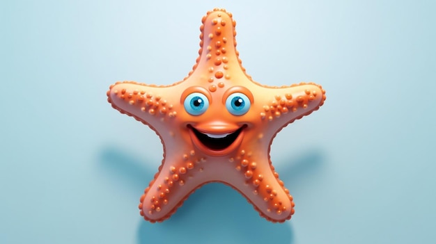 ein kostenloses Foto eines 3D-gerenderten Sternfisch-Cartoon-Designs