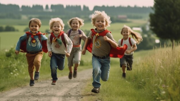 Foto ein kostenloses foto von kindern, die im garten laufen