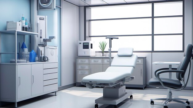 ein Krankenhauszimmer mit Krankenbett und einem Fenster mit Blick auf das Krankenhauszimmer