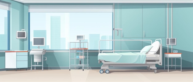 Foto ein krankenhauszimmer mit krankenbett und krankenbett