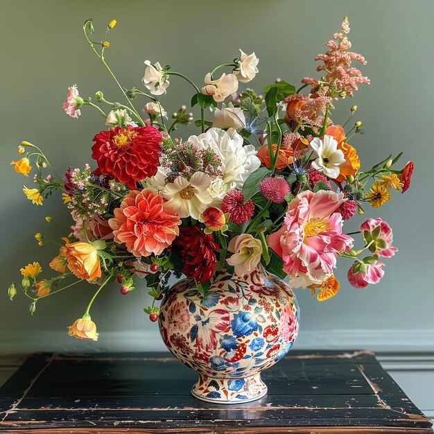 Ein kreatives Blumenarrangement in einer Vintage-Vase Ai generative