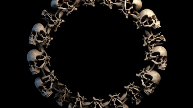 Ein Kreis aus Knochen auf schwarzem Hintergrund