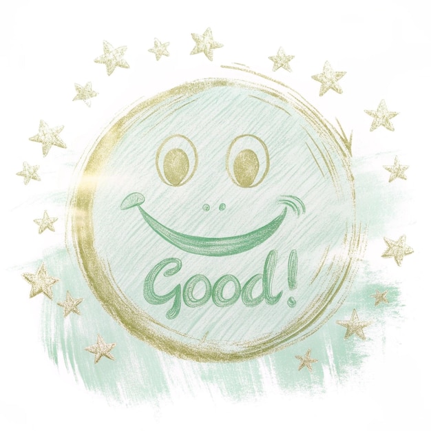 ein Kreis mit dem goldenen und grünen Text good good