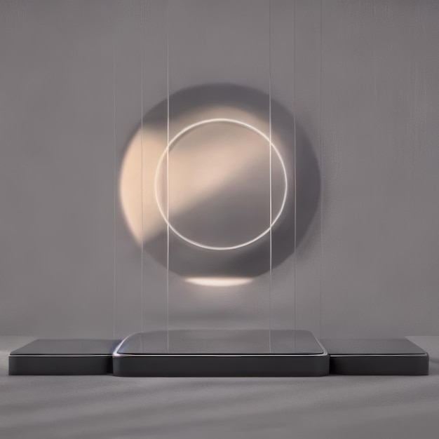 Ein Kreis mit einem Licht darauf hängt an einer Wand